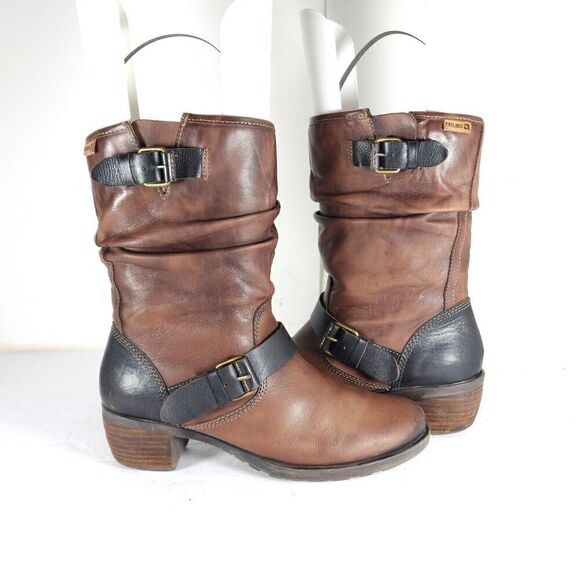 PIKOLINOS Women's Le Mans 39 US8-8,5 Brown Leather Mid-Calf Riding Boots - Picture 8 of 14